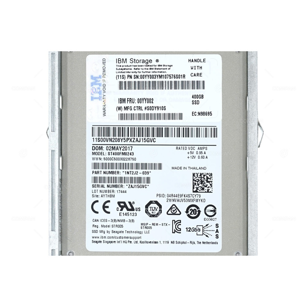 00YY002 IBM SSD 400GB SAS 12G 2.5" SFF HOT-SWAP FOR IBM DS8880